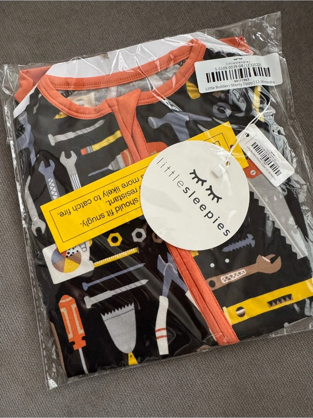 Little Sleepies Little Builders Tool Kit Print Shorty Zippy